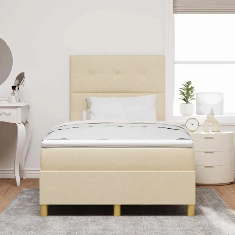 LED Čiužinio Lova su čiužiniu Kreminė 120 x 190 cm audinys