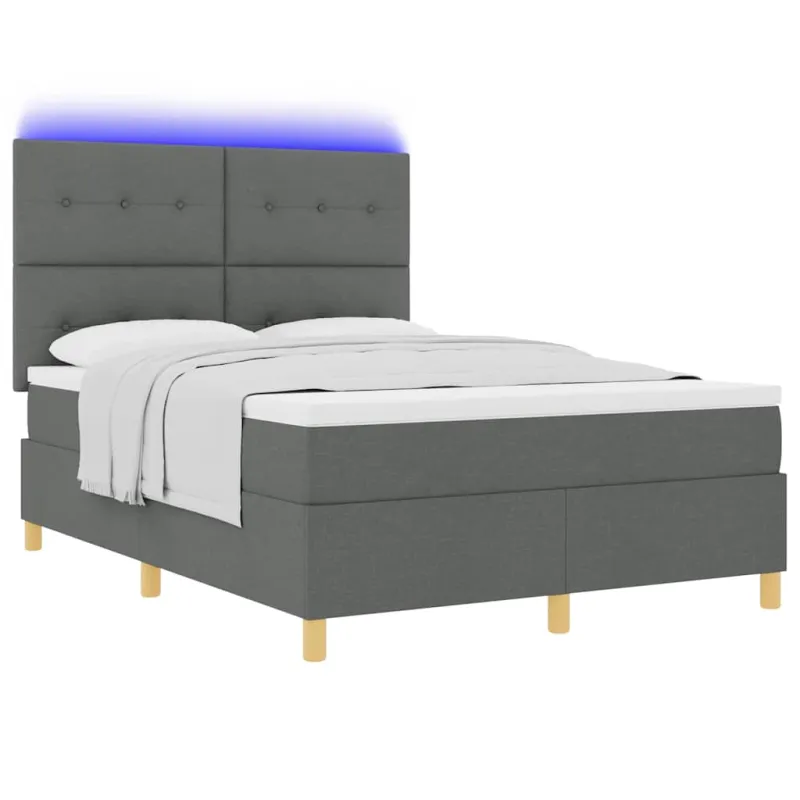 LED Čiužinio Lova Tamsiai pilka 140 x 190 cm audinys