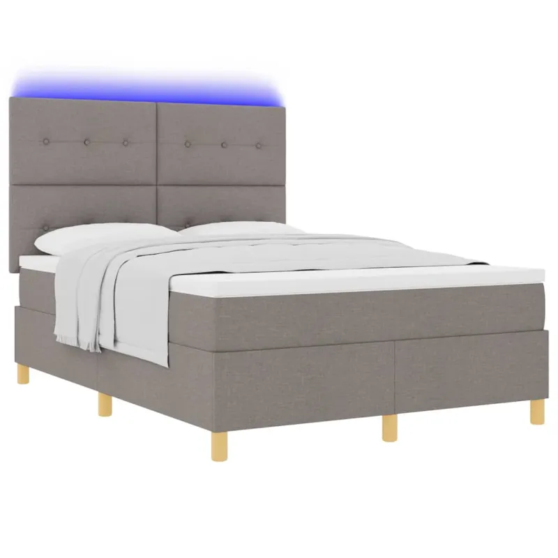 LED Čiužinio Lova su čiužiniu Taupe 140 x 190 cm audinys