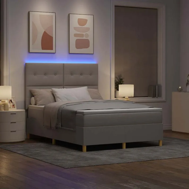 LED Čiužinio Lova su čiužiniu Taupe 140 x 200 cm audinys