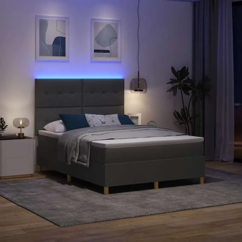 LED Čiužinio Lova Tamsiai pilka 160 x 200 cm audinys