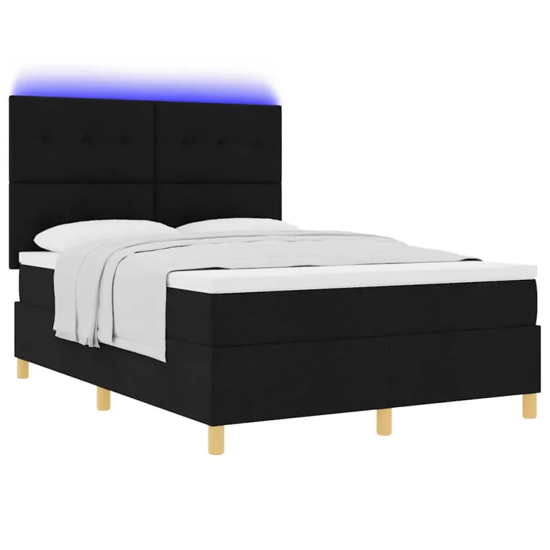 LED Čiužinio Lova su čiužiniu Juoda 160 x 200 cm audinys