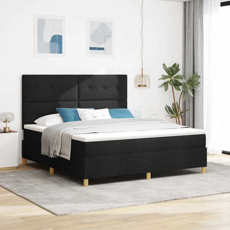 LED Čiužinio Lova su čiužiniu Juoda 180 x 200 cm audinys