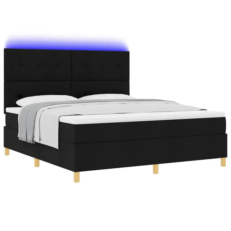 LED Čiužinio Lova su čiužiniu Juoda 180 x 200 cm audinys