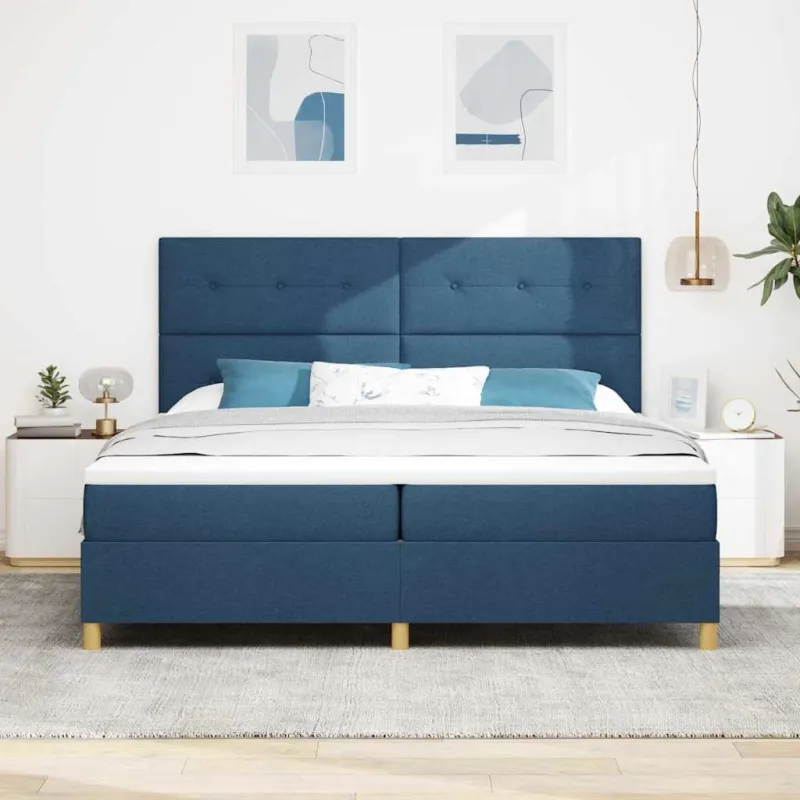 LED Čiužinio Lova su čiužiniu Mėlyna 200 x 200 cm audinys