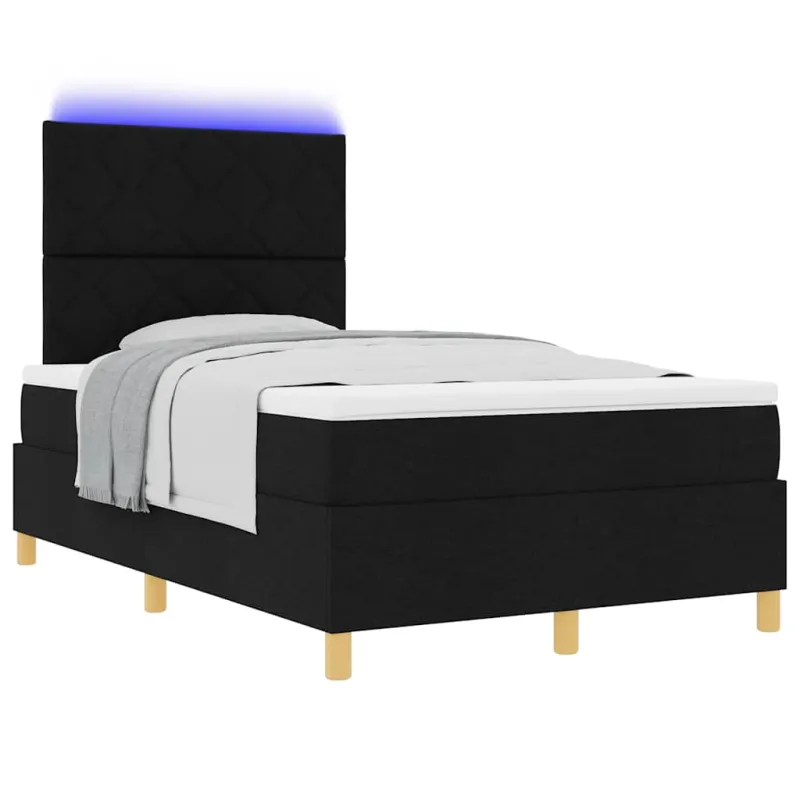 LED Čiužinio Lova su čiužiniu Juoda 120 x 190 cm audinys