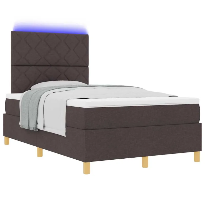 LED Čiužinio Lova Tamsiai rudas 120 x 190 cm audinys