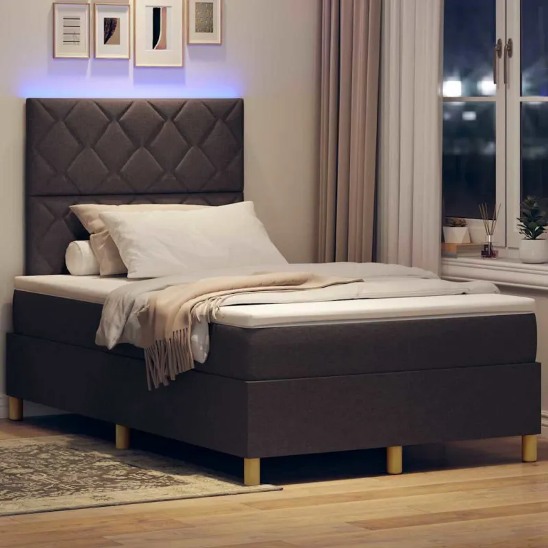 LED Čiužinio Lova Tamsiai rudas 120 x 200 cm audinys