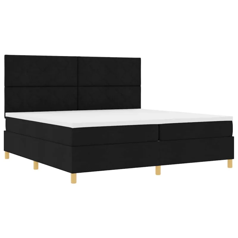LED Čiužinio Lova su čiužiniu Juoda 200 x 200 cm audinys