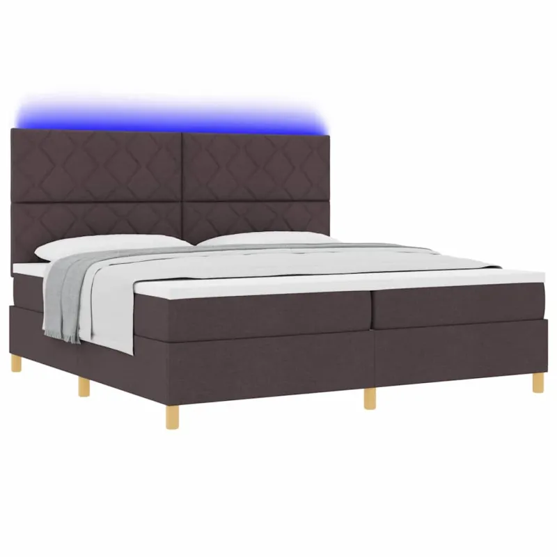 LED Čiužinio Lova Tamsiai rudas 200 x 200 cm audinys