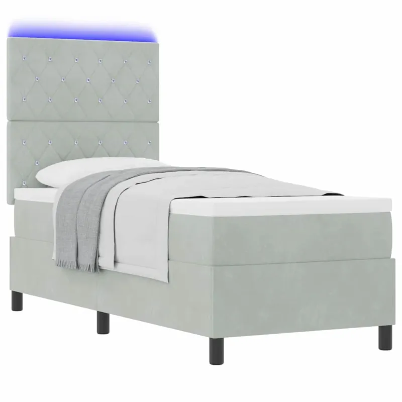 LED Čiužinio Lova Šviesiai pilka 80 x 200 cm audinys