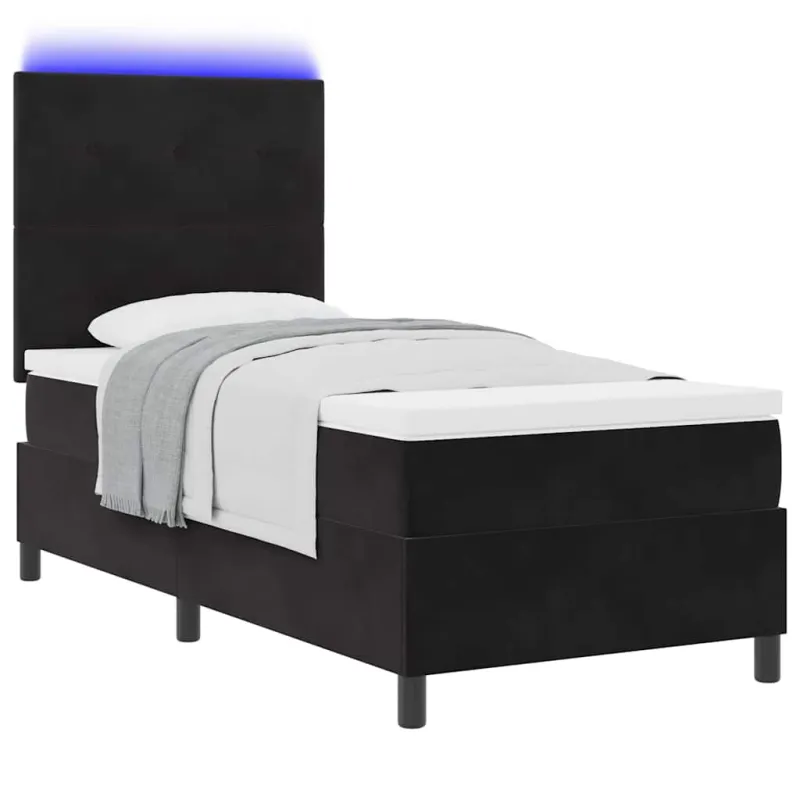LED Čiužinio Lova su čiužiniu Juodas 80 x 200 cm Aksomas