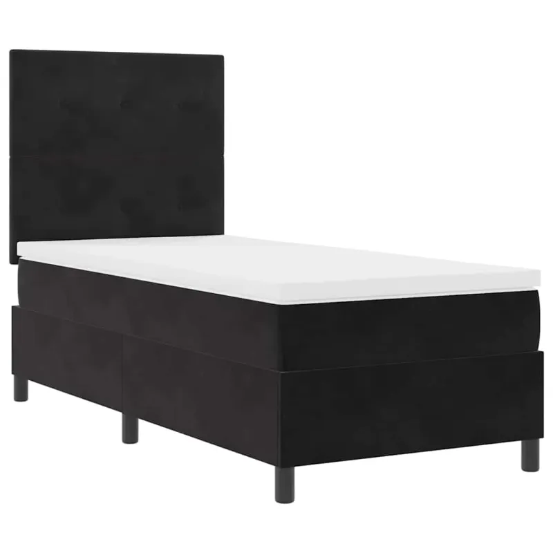 LED Čiužinio Lova su čiužiniu Juodas 90 x 190 cm Aksomas