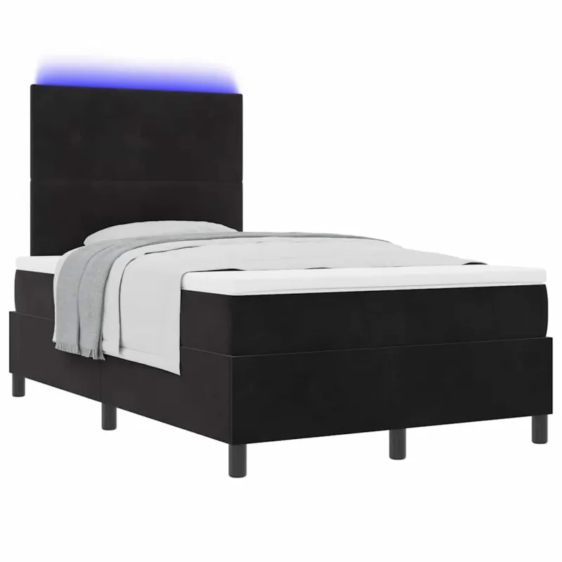 LED Čiužinio Lova su čiužiniu Juodas 120 x 190 cm Aksomas