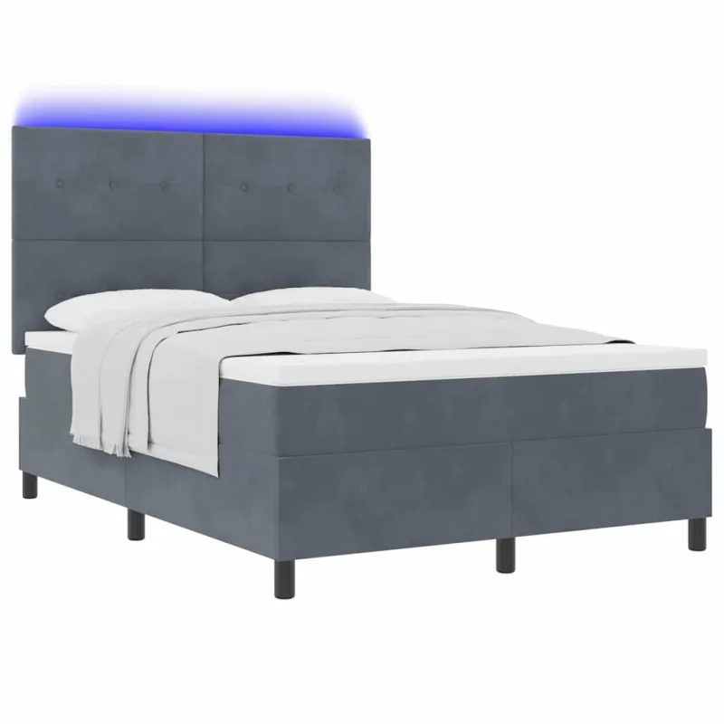 LED Čiužinio Lova Tamsiai pilka 140 x 190 cm Aksomas