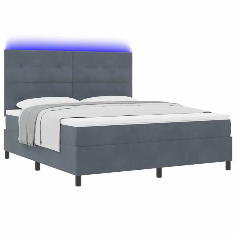 LED Čiužinio Lova Tamsiai pilka 180 x 200 cm Aksomas