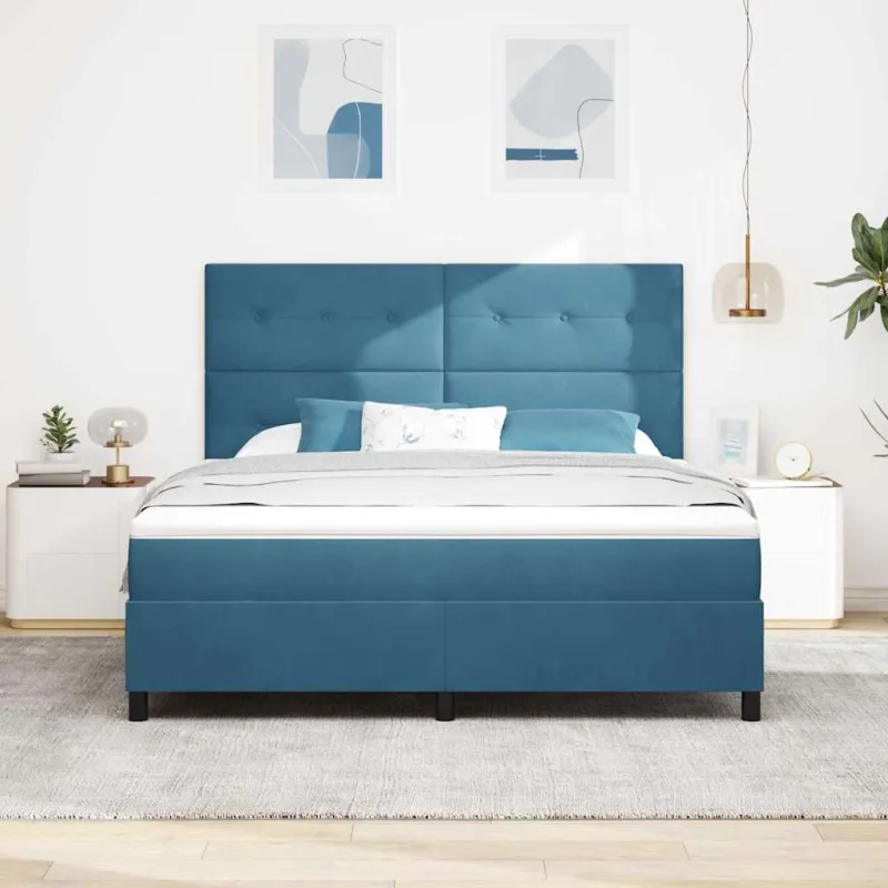 LED Čiužinio Lova Tamsiai mėlyna 180 x 200 cm Aksomas