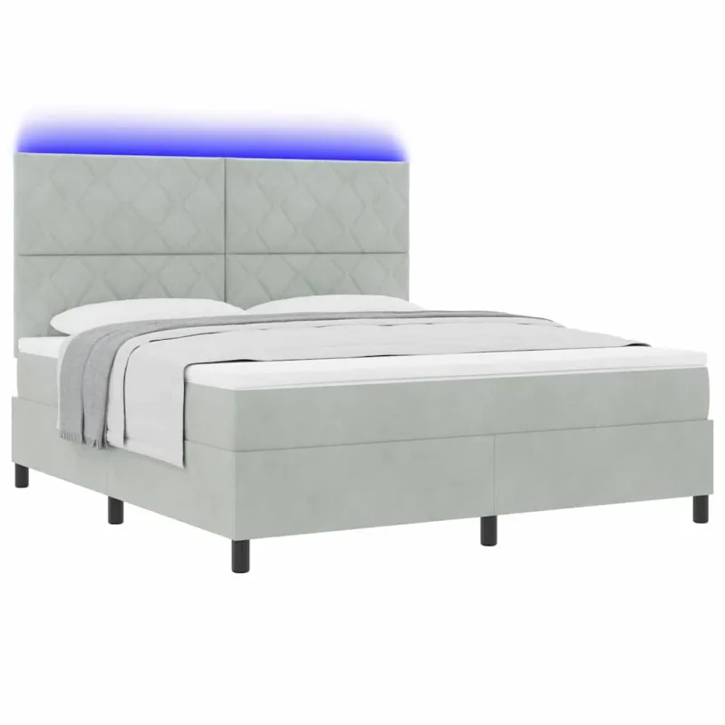 LED Čiužinio Lova Šviesiai pilka 180 x 200 cm Aksomas