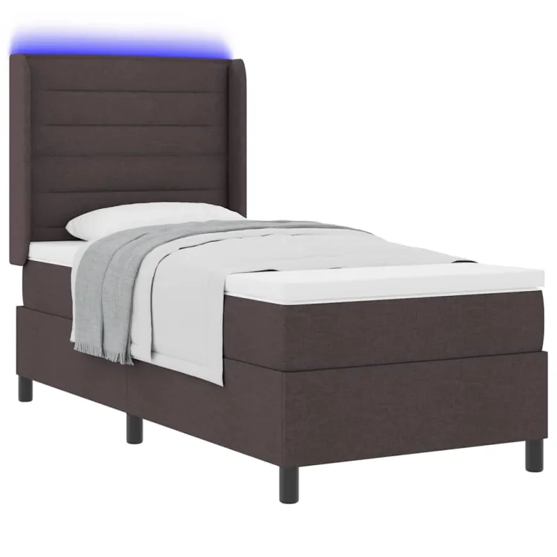 LED Čiužinio Lova su čiužiniu Tamsiai rudas 90 x 190 cm audinys