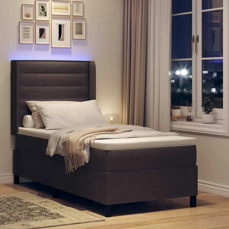 LED Čiužinio Lova Tamsiai rudas 100 x 200 cm audinys