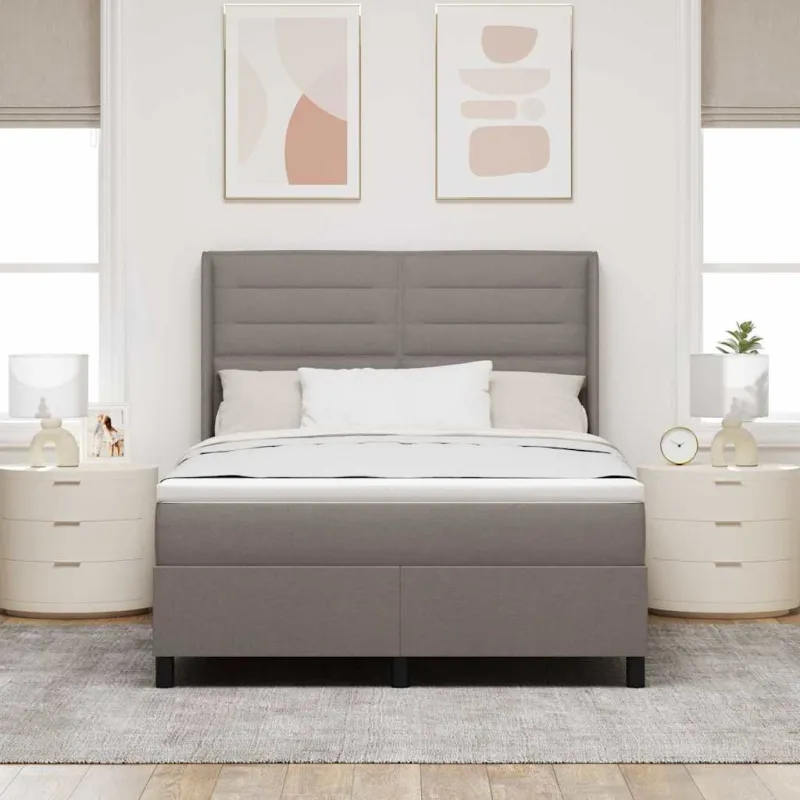 LED Čiužinio Lova su čiužiniu Taupe 140 x 190 cm audinys