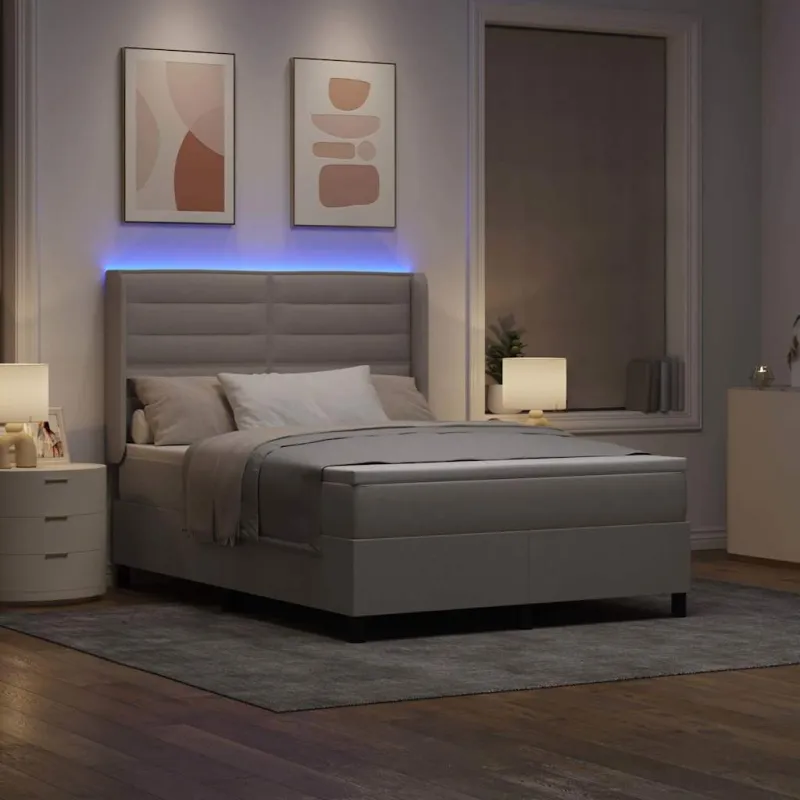 LED Čiužinio Lova su čiužiniu Taupe 140 x 190 cm audinys
