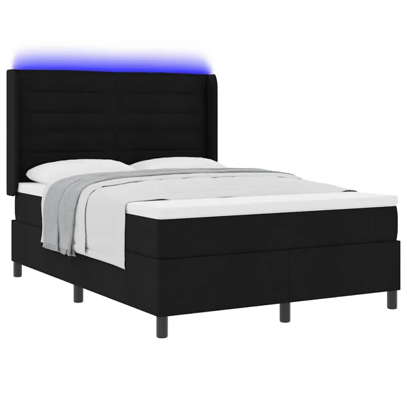 LED Čiužinio Lova su čiužiniu Juoda 140 x 200 cm audinys