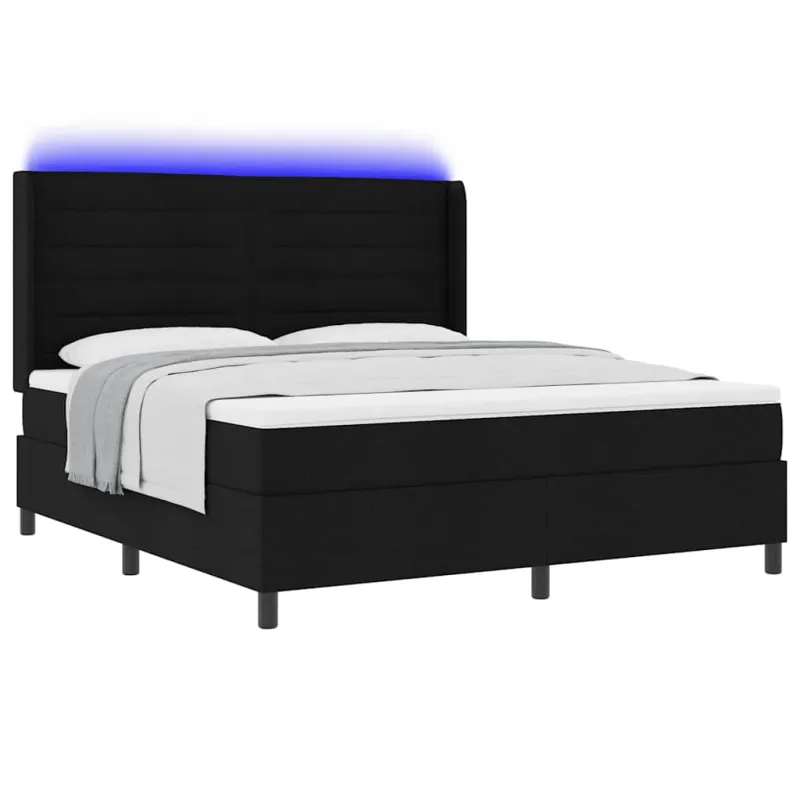 LED Čiužinio Lova su čiužiniu Juoda 180 x 200 cm audinys