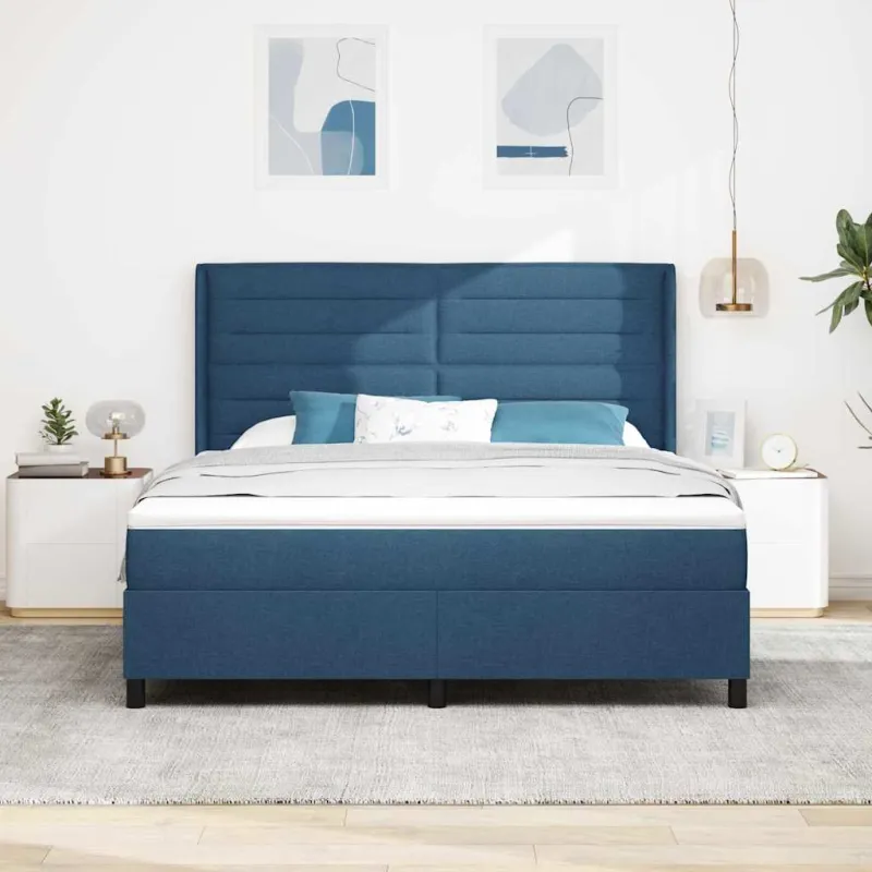 LED Čiužinio Lova su čiužiniu Mėlyna 180 x 200 cm audinys