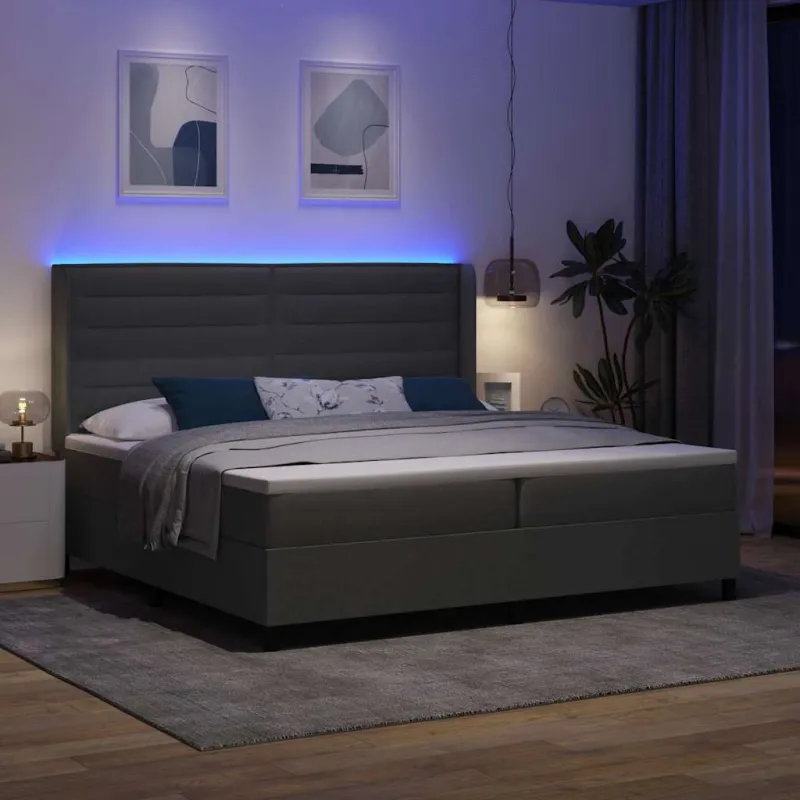 LED Čiužinio Lova Tamsiai pilka 200 x 200 cm audinys