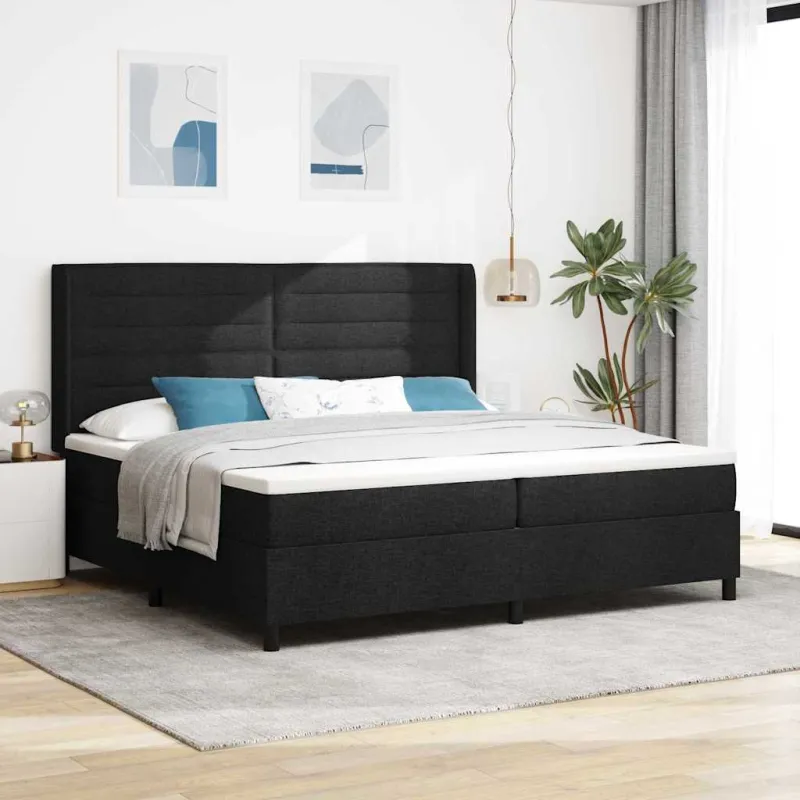 LED Čiužinio Lova su čiužiniu Juoda 200 x 200 cm audinys