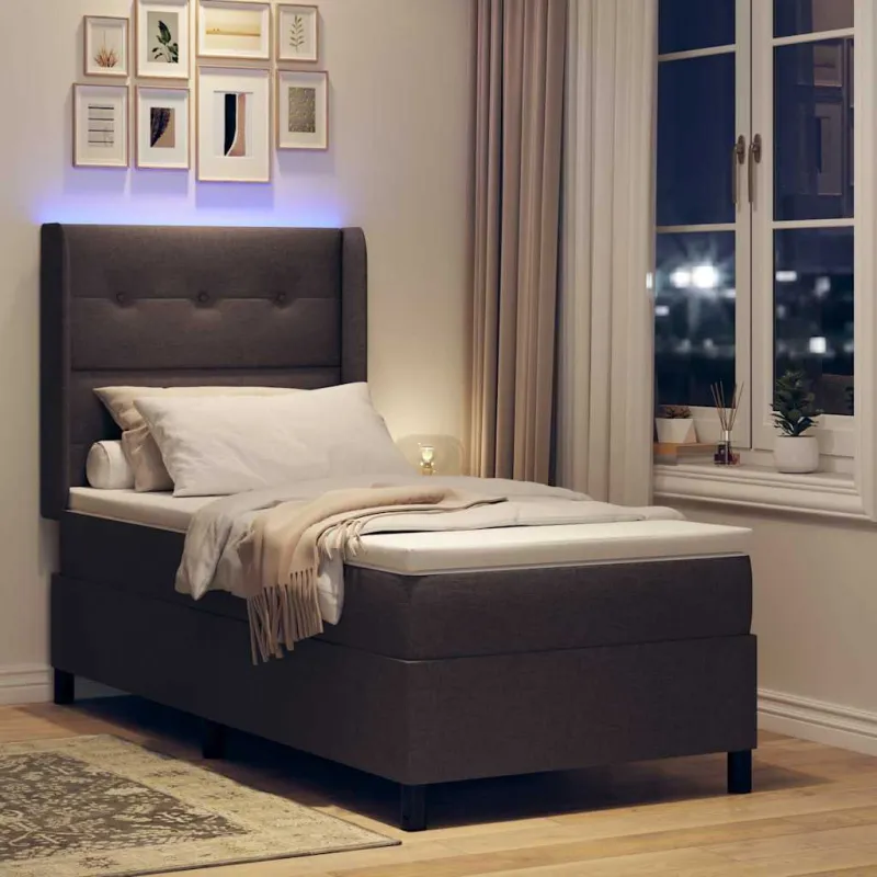LED Čiužinio Lova su čiužiniu Tamsiai rudas 80 x 200 cm audinys