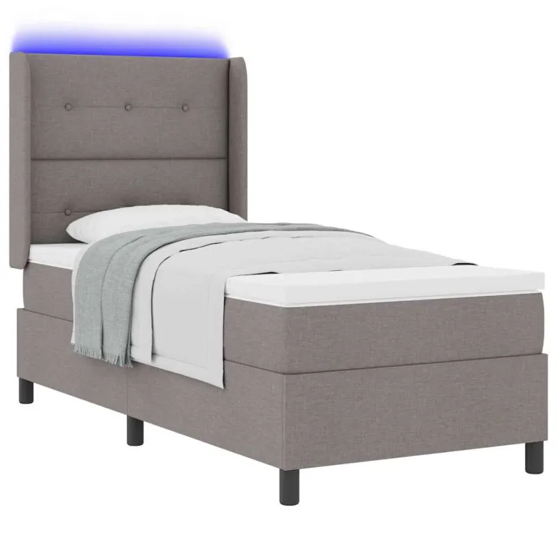 LED Čiužinio Lova su čiužiniu Taupe 90 x 200 cm audinys