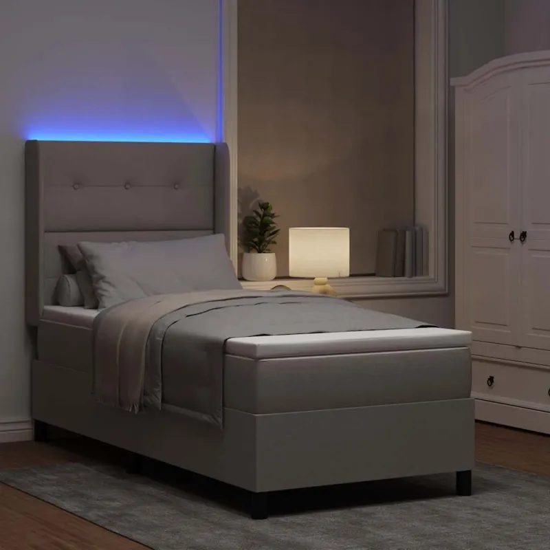 LED Čiužinio Lova su čiužiniu Taupe 90 x 200 cm audinys