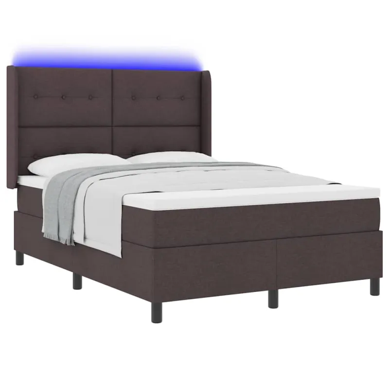 LED Čiužinio Lova Tamsiai rudas 140 x 190 cm audinys