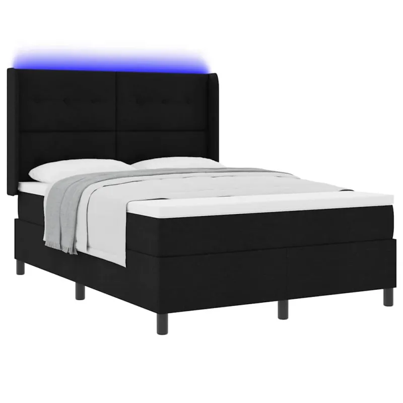 LED Čiužinio Lova su čiužiniu Juoda 160 x 200 cm audinys