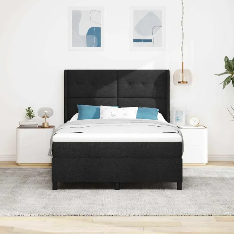 LED Čiužinio Lova su čiužiniu Juoda 160 x 200 cm audinys