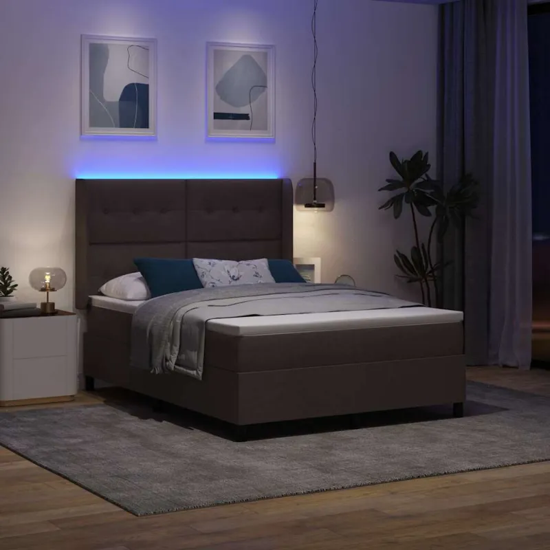 LED Čiužinio Lova Tamsiai rudas 160 x 200 cm audinys