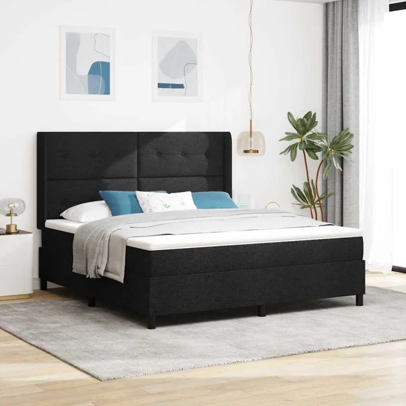 LED Čiužinio Lova su čiužiniu Juoda 180 x 200 cm audinys