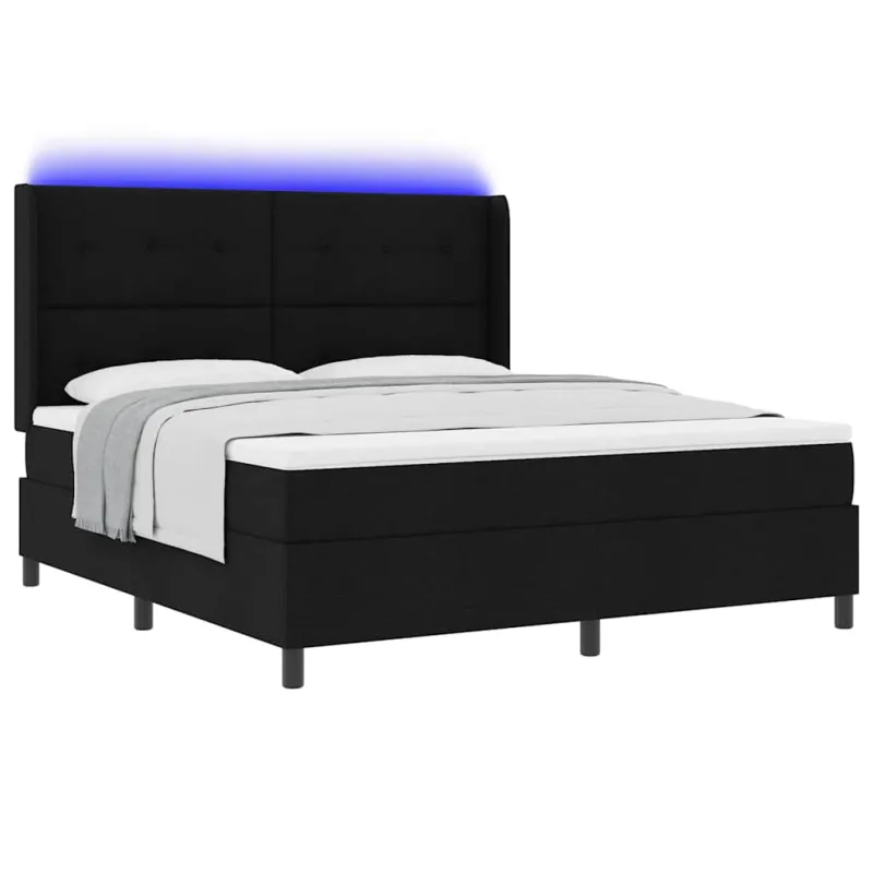 LED Čiužinio Lova su čiužiniu Juoda 180 x 200 cm audinys