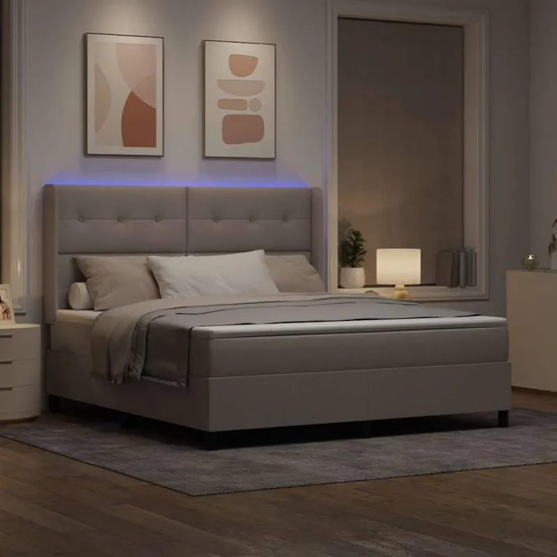 LED Čiužinio Lova su čiužiniu Taupe 180 x 200 cm audinys
