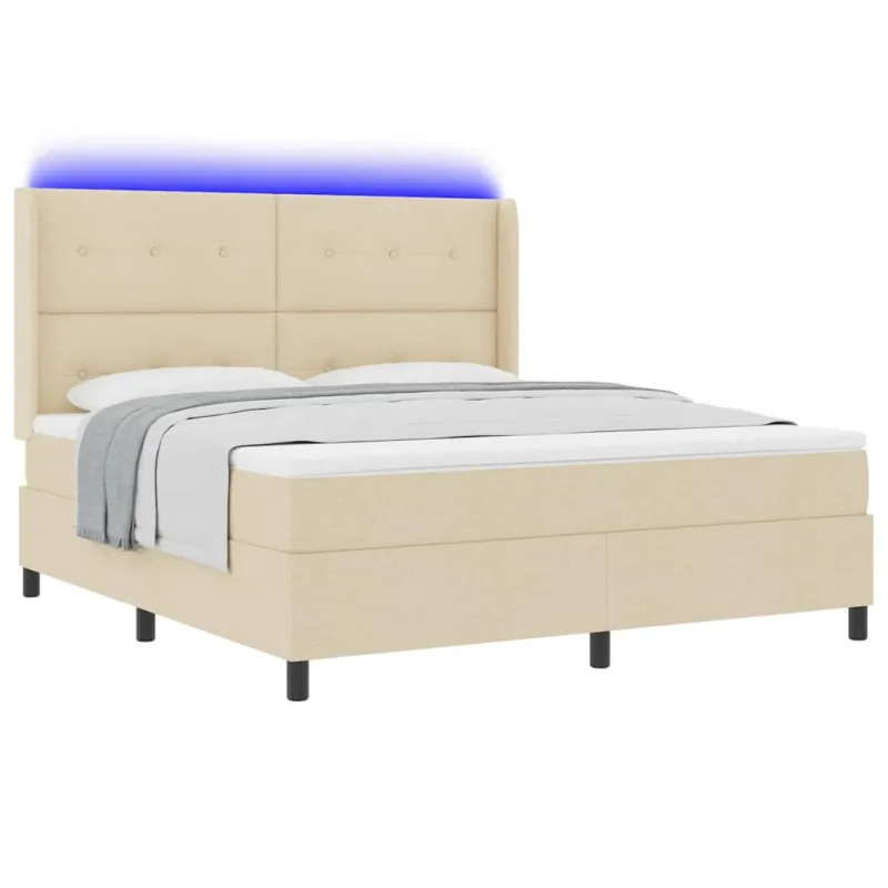 LED Čiužinio Lova su čiužiniu Kreminė 180 x 200 cm audinys