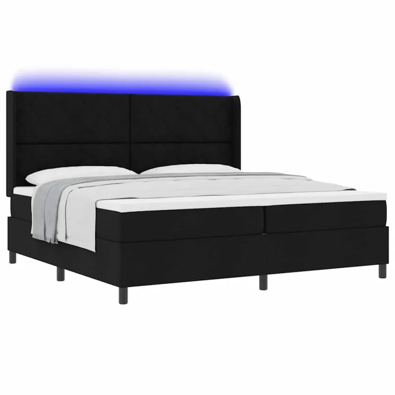 LED Čiužinio Lova su čiužiniu Juoda 200 x 200 cm audinys