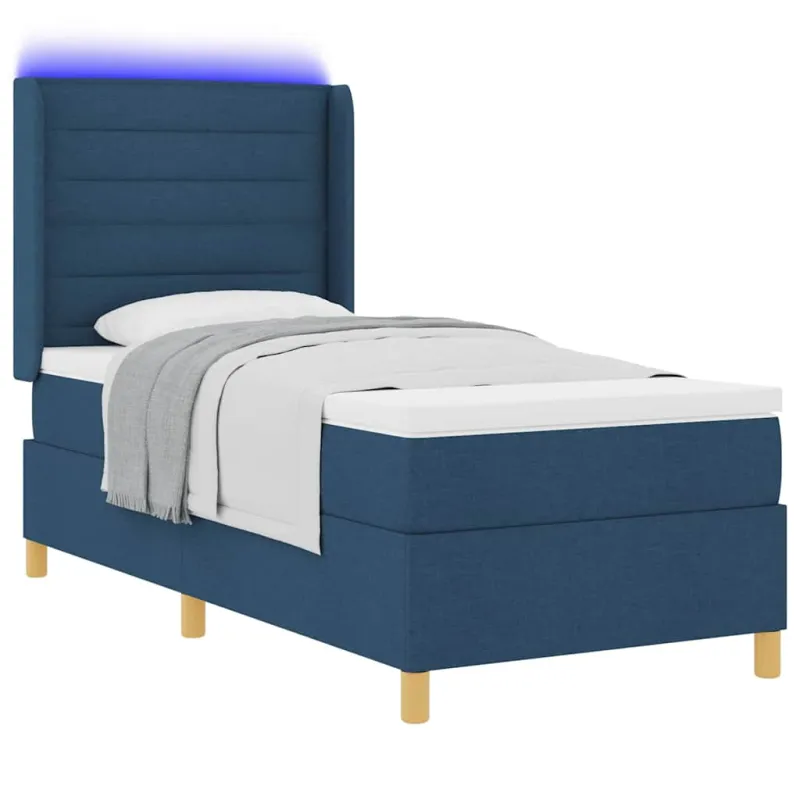 Kiemas lova su LED juostelėmis Mėlyna 90 x 190 cm audinys