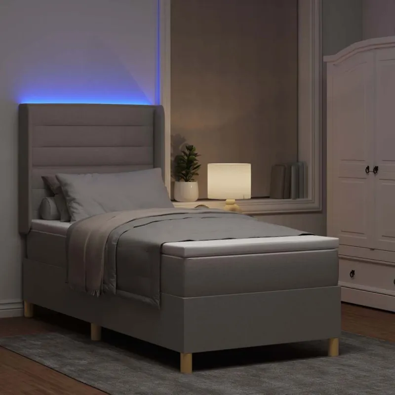 Kiemas lova su LED juostelėmis Tortora 100 x 200 cm audinys