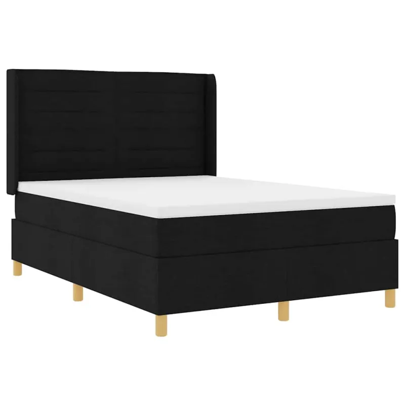 Kiemas lova su LED juostelėmis Juoda 140 x 190 cm audinys