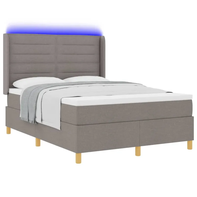 Kiemas lova su LED juostelėmis Tortora 140 x 190 cm audinys