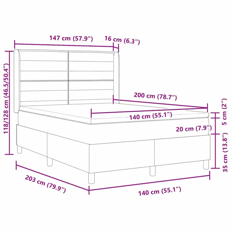 Kiemas lova su LED juostelėmis Tortora 140 x 200 cm audinys