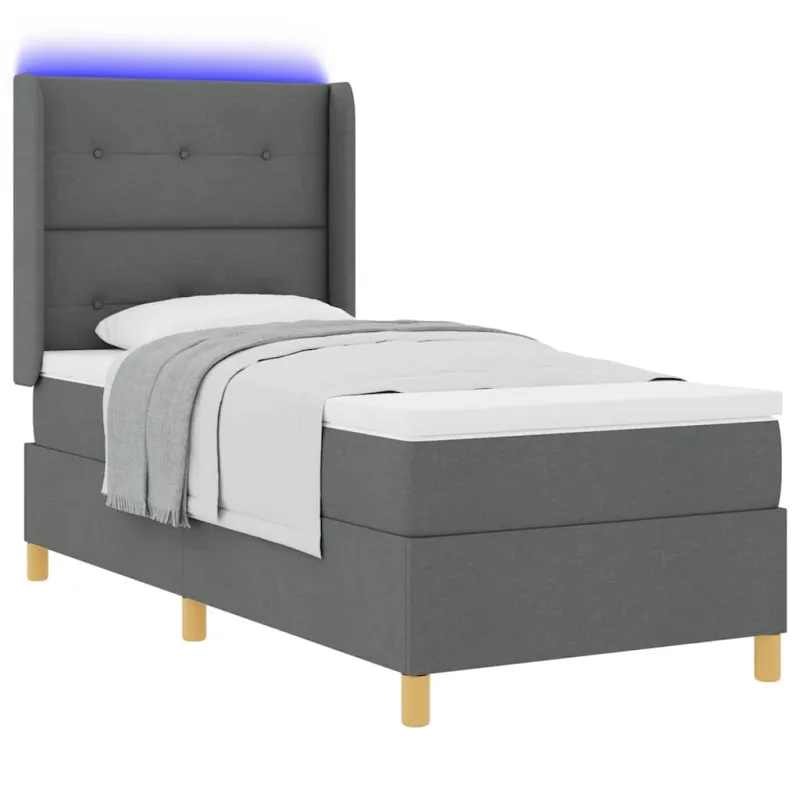Kiemas lova su LED juostelėmis Pilka 80 x 200 cm audinys