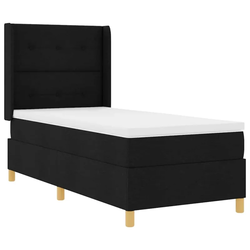 Kiemas lova su LED juostelėmis Juoda 90 x 190 cm audinys